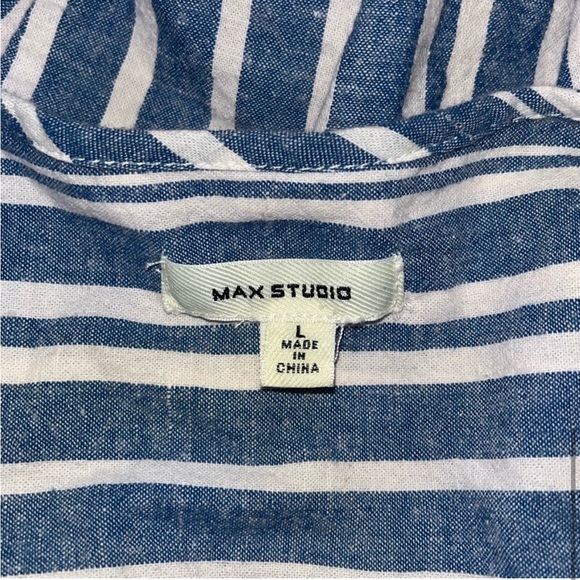 Max Studio Size L Blue & White Striped Denim Style
Wrap Top Blouse - Picture 3 of 3